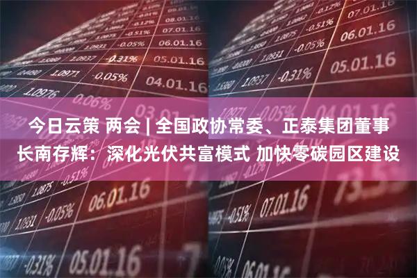 今日云策 两会 | 全国政协常委、正泰集团董事长南存辉：深化光伏共富模式 加快零碳园区建设